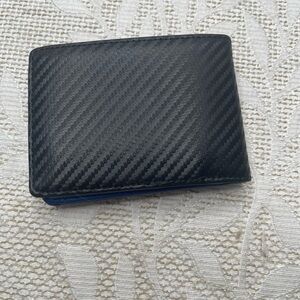 Black and Blue Carbon Fiber Wallet with money clip